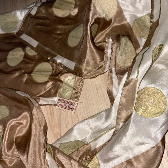 Vintage Anne Klein Silk Scarf with Gold Accents - Picture 9 of 9